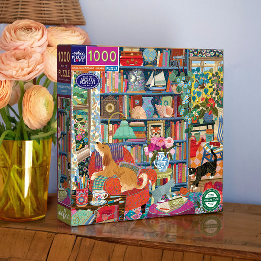 eeBoo English Cottage Library1000 Piece Puzzle