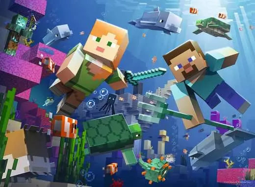 RAVENSBURGER, Minecraft Underwater, Children's puzzle 200 XXL pieces