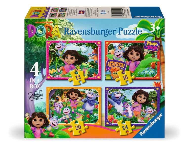 RAVENSBUGRER Dora the Explorer 4-in-box 12/16/20/24 pc Puzzles