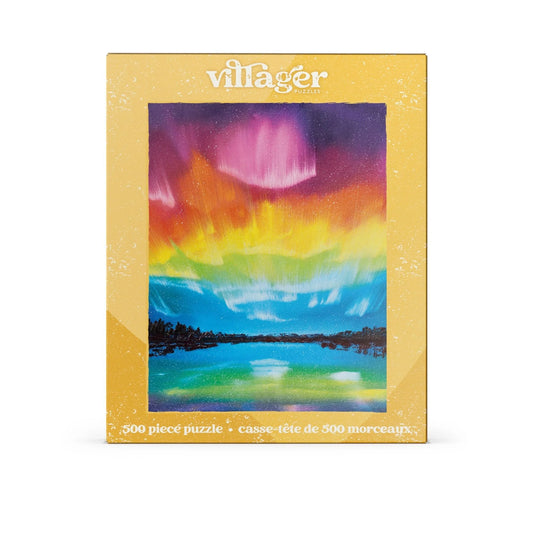 VILLAGER Rainbow Northern Lights | 500-Piece Puzzle for Adults | Designed in Canada by Carly Gordon