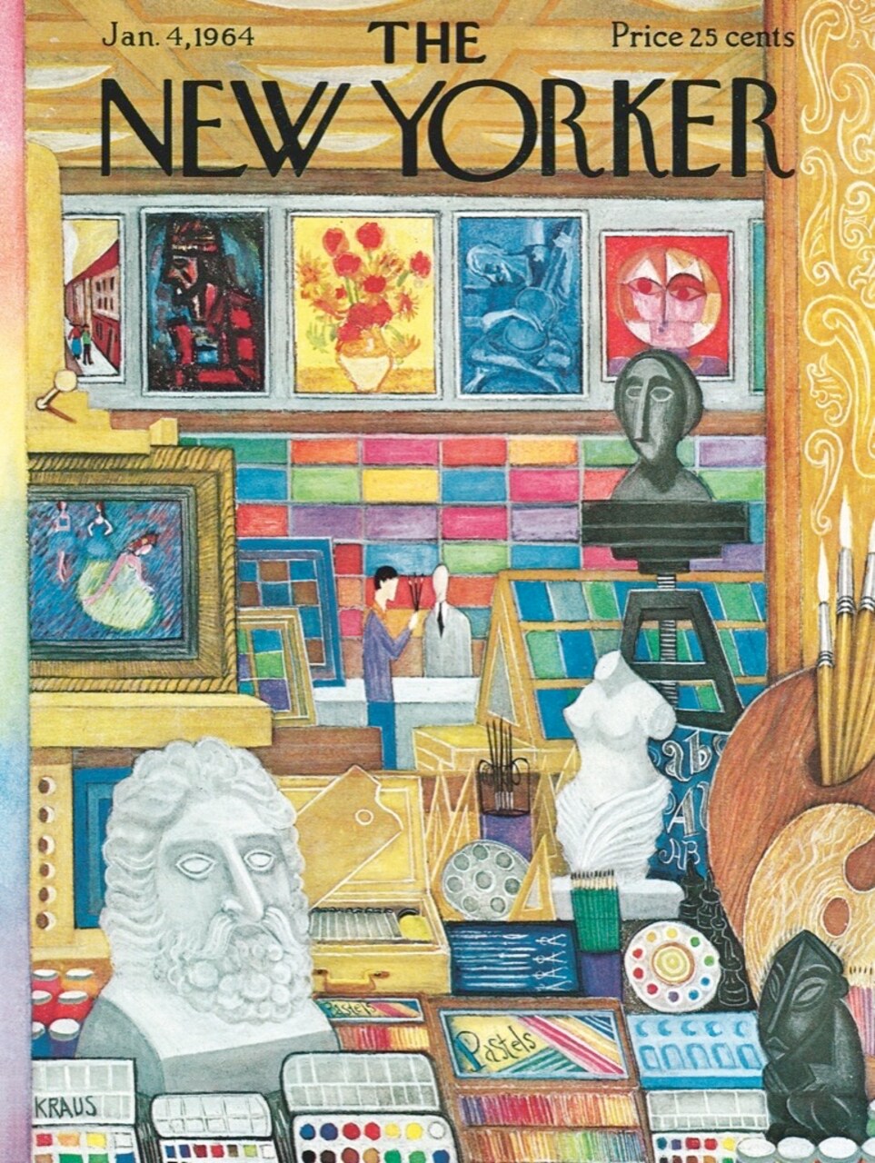 NEW YORK PUZZLE COMPANY, THE NEW YORKER, Art Shop, 1000 pcs (Jan 4, 1964)