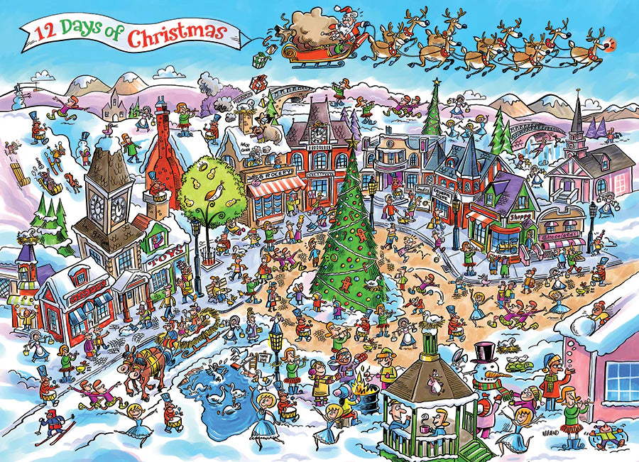 COBBLE HILL DoodleTown: 12 Days of Christmas | 1000 Piece