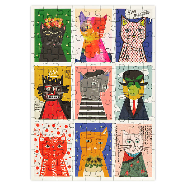 HAPPILY, Art Cats - 99 Piece Mini Jigsaw Puzzle