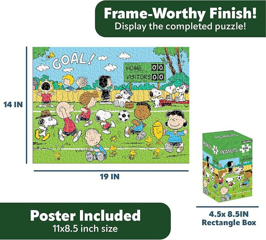 AQUARIUS Peanuts Soccer 500 Piece Jigsaw Puzzle (Vertical Box)