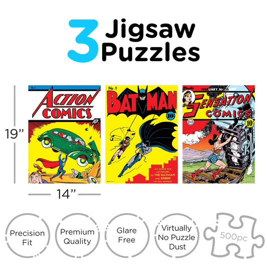 AQUARIUS DC Comics 3 x 500 Piece Jigsaw Puzzle Set