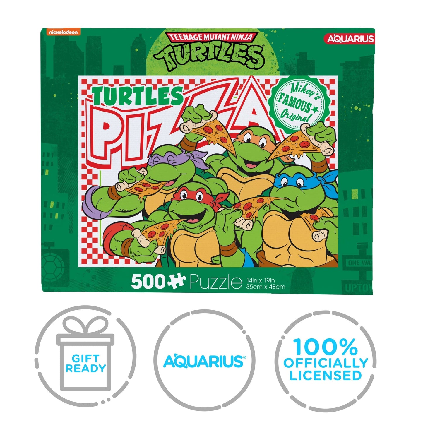 AQUARIUS TMNT Pizza 500 Piece Jigsaw Puzzle