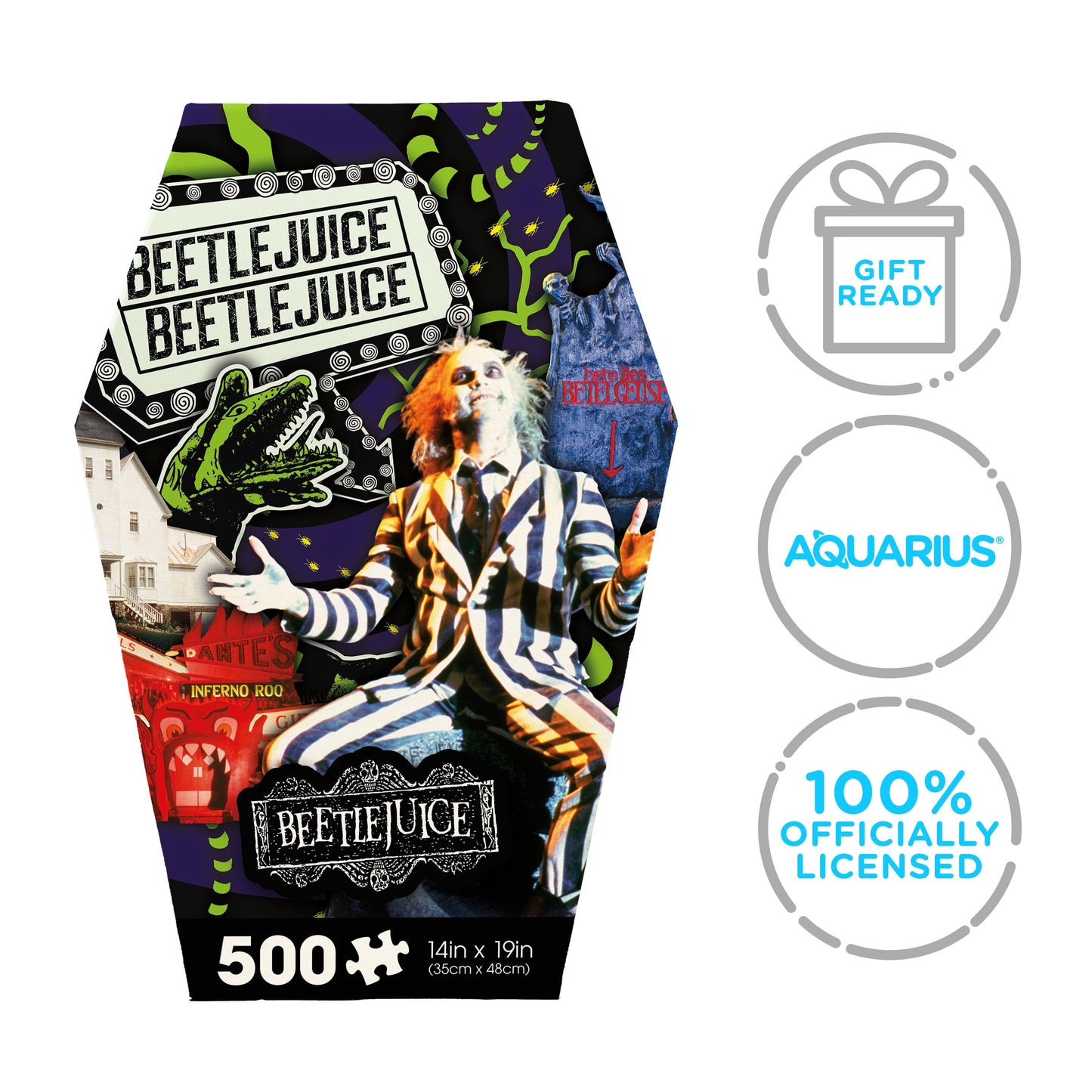 AQUARIUS Beetlejuice Coffin Box 500 Piece Jigsaw Puzzle