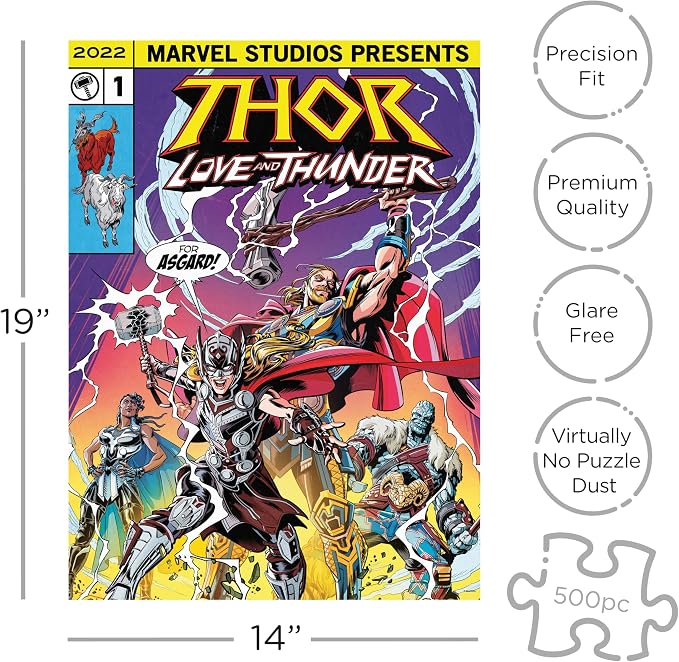 AQUARIUS Marvel Thor Love and Thunder Comic Puzzle (500 Piece Jigsaw Puzzle)