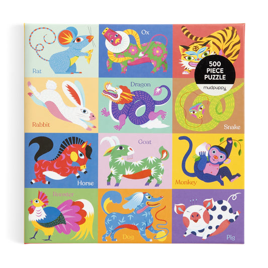 MUDPUPPY Chinese Zodiac 500 Piece Family Puzzle