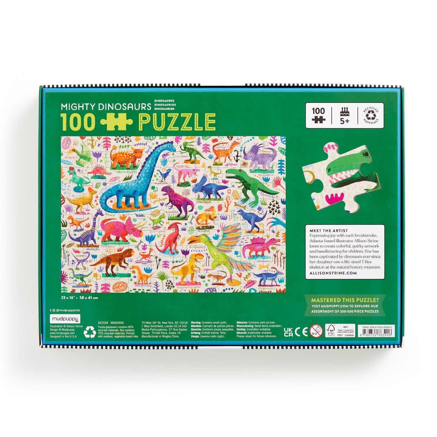 MUDPUPPY Mighty Dinosaurs 100 Piece Puzzle