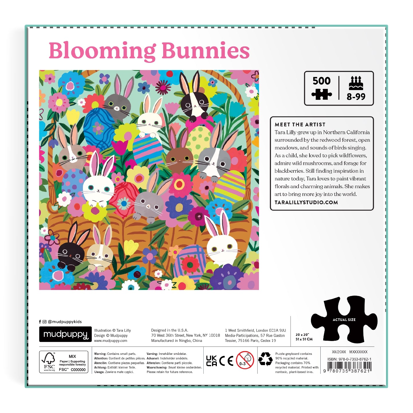 MUDPUPPY Blooming Bunnies 500 Piece Foil Family Puzzle