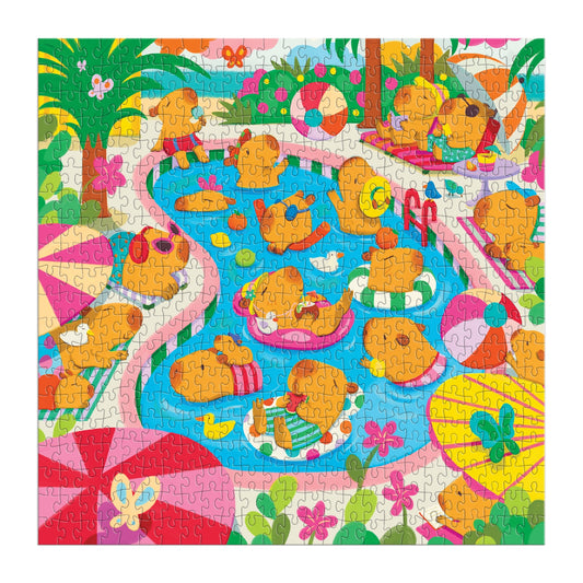 MUDPUPPY Capybara Pool Day 500 Piece Family Puzzle