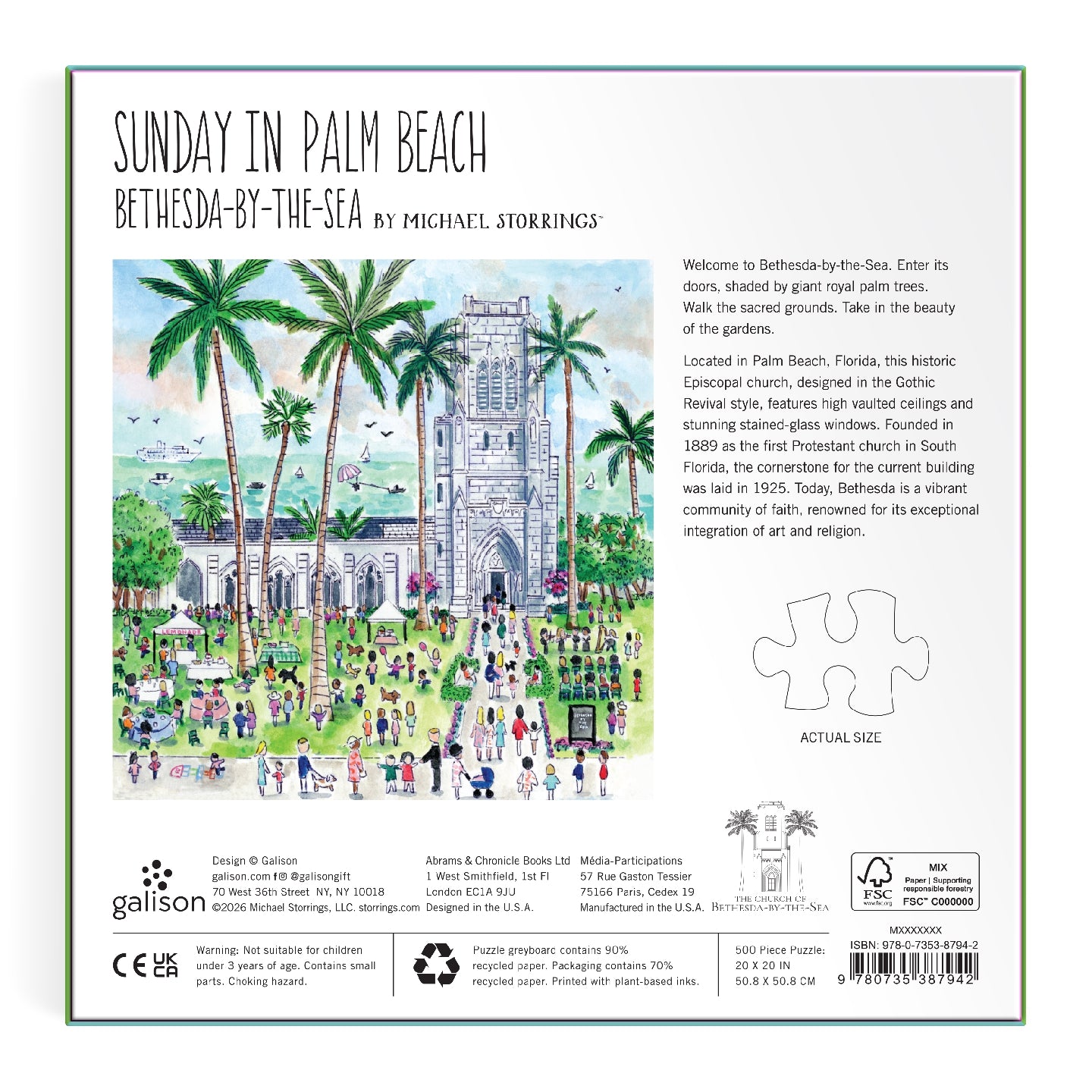 GALISON Michael Storrings Sunday in Palm Beach Bethesda by the Sea 500 Piece Puzzle