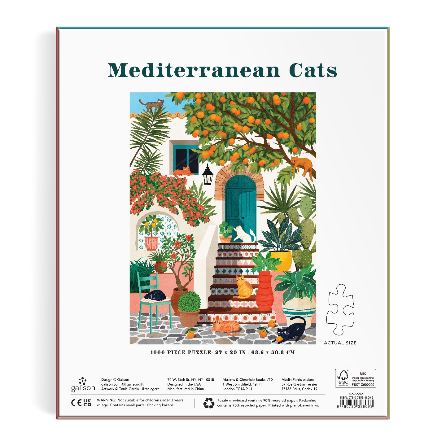 GALISON Mediterranean Cats 1000 Piece Puzzle
