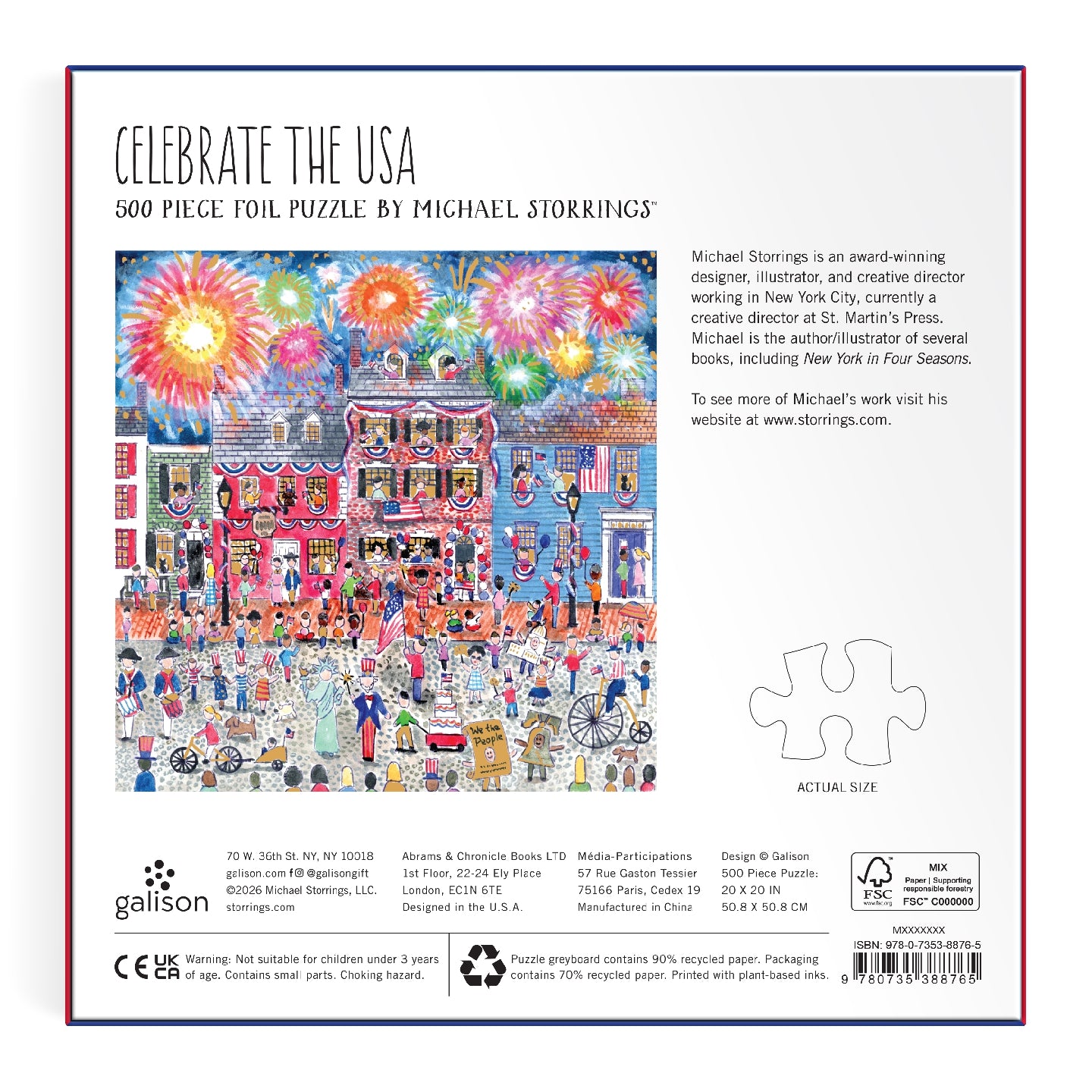 GALISON Michael Storrings Celebrate The USA 500 Piece Foil Puzzle