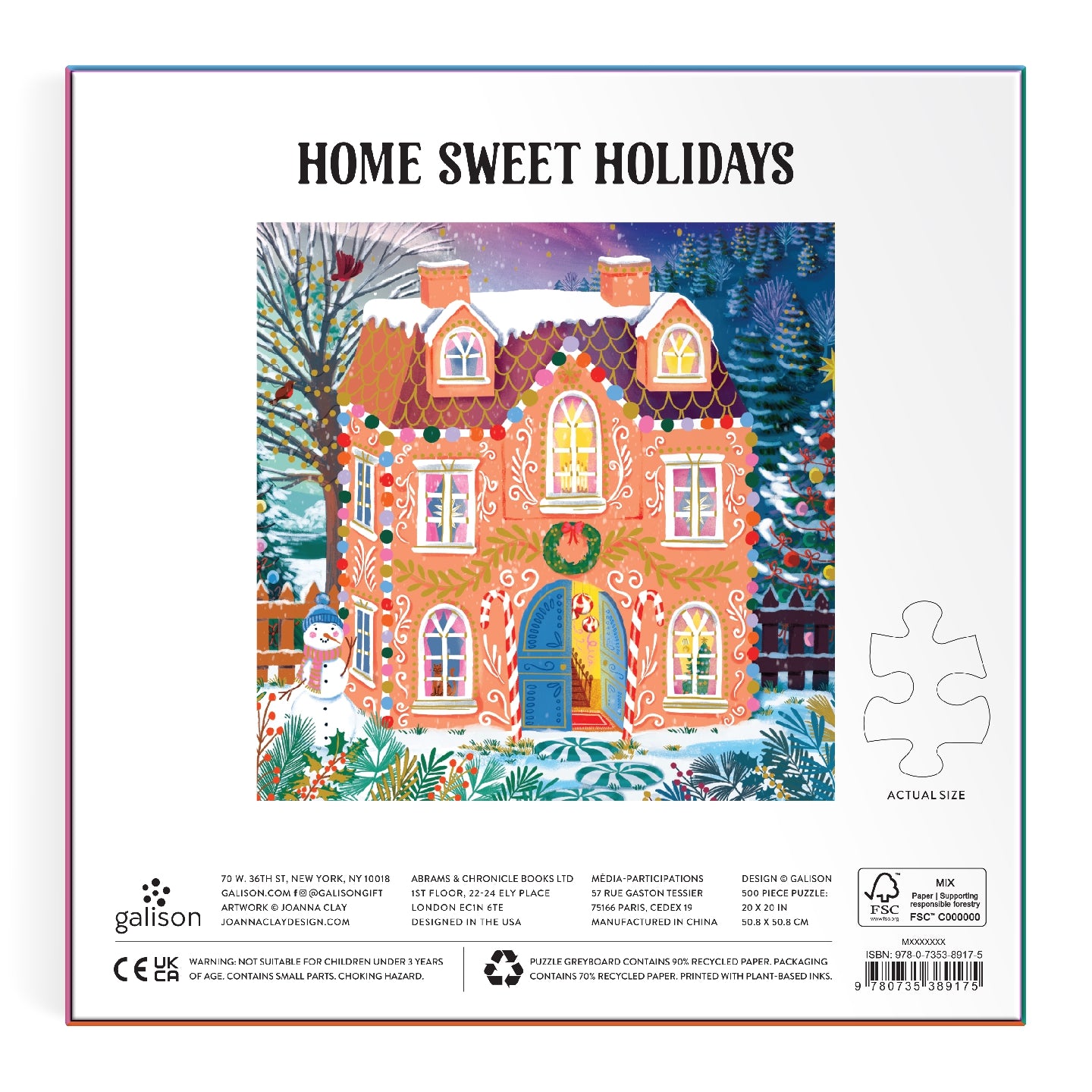 GALISON Home Sweet Holidays 500 Piece Foil Puzzle