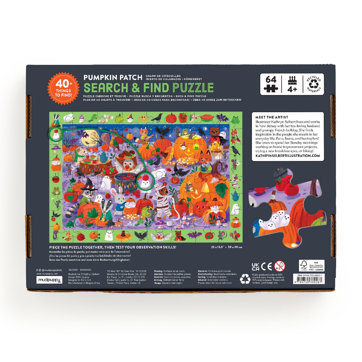 MUDPUPPY Pumpkin Patch 64 Piece Search & Find Puzzle