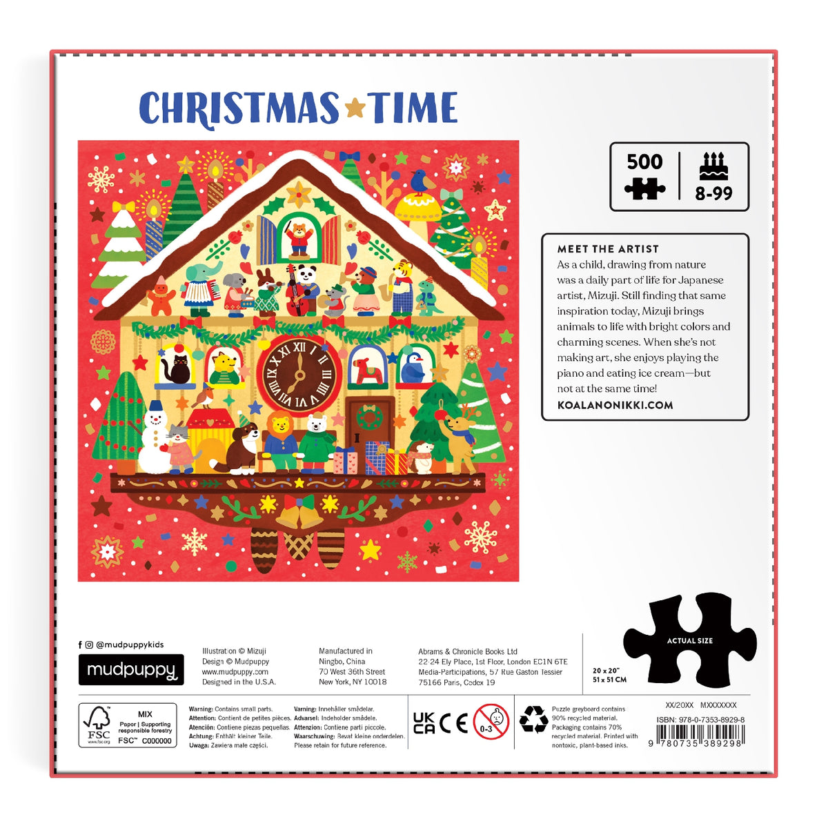 MUDPUPPY Christmas Time 500 Piece Foil Puzzle
