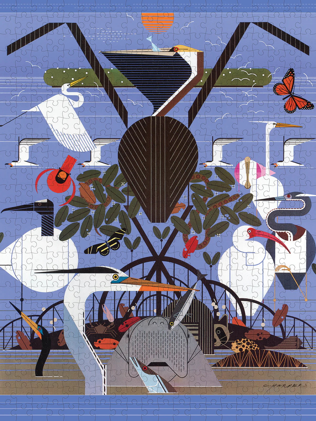 Pomegranate, Charley Harper: Coastal Creatures 500-Piece Jigsaw Puzzle