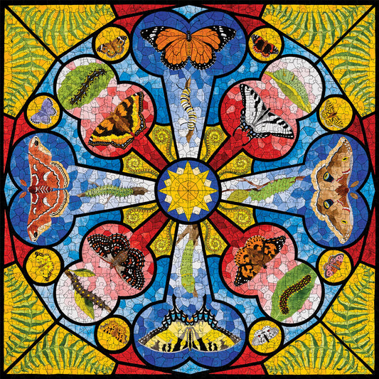 Pomegranate, David Cohen: Butterfly Rose Window 1000-Piece Jigsaw Puzzle