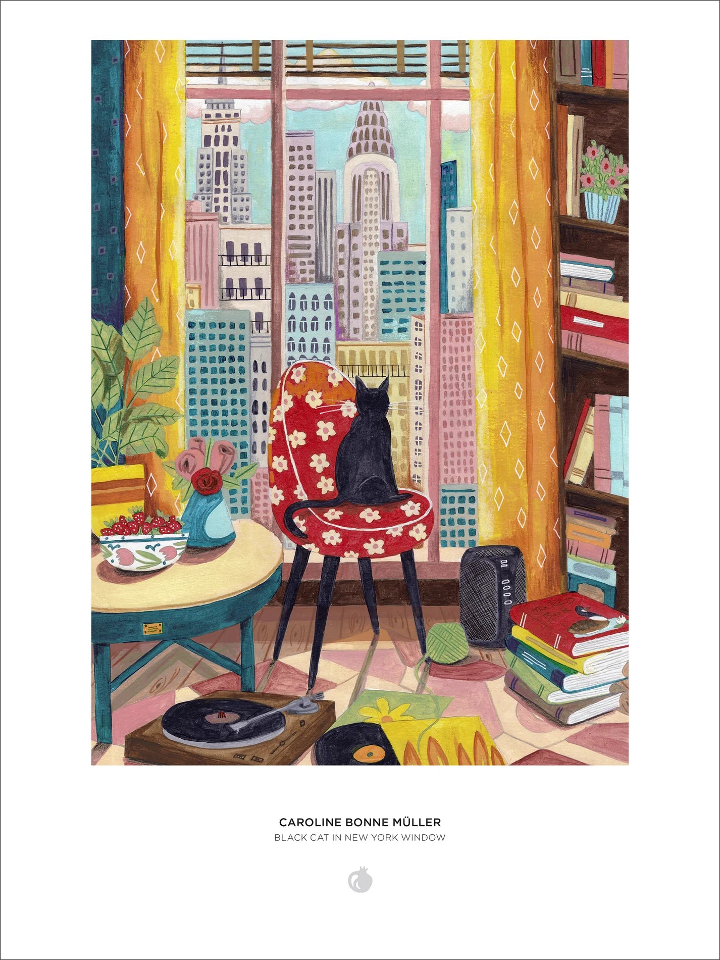 Pomegranate, Caroline Bonne Müller: Black Cat in New York Window 1000-Piece Jigsaw Puzzle
