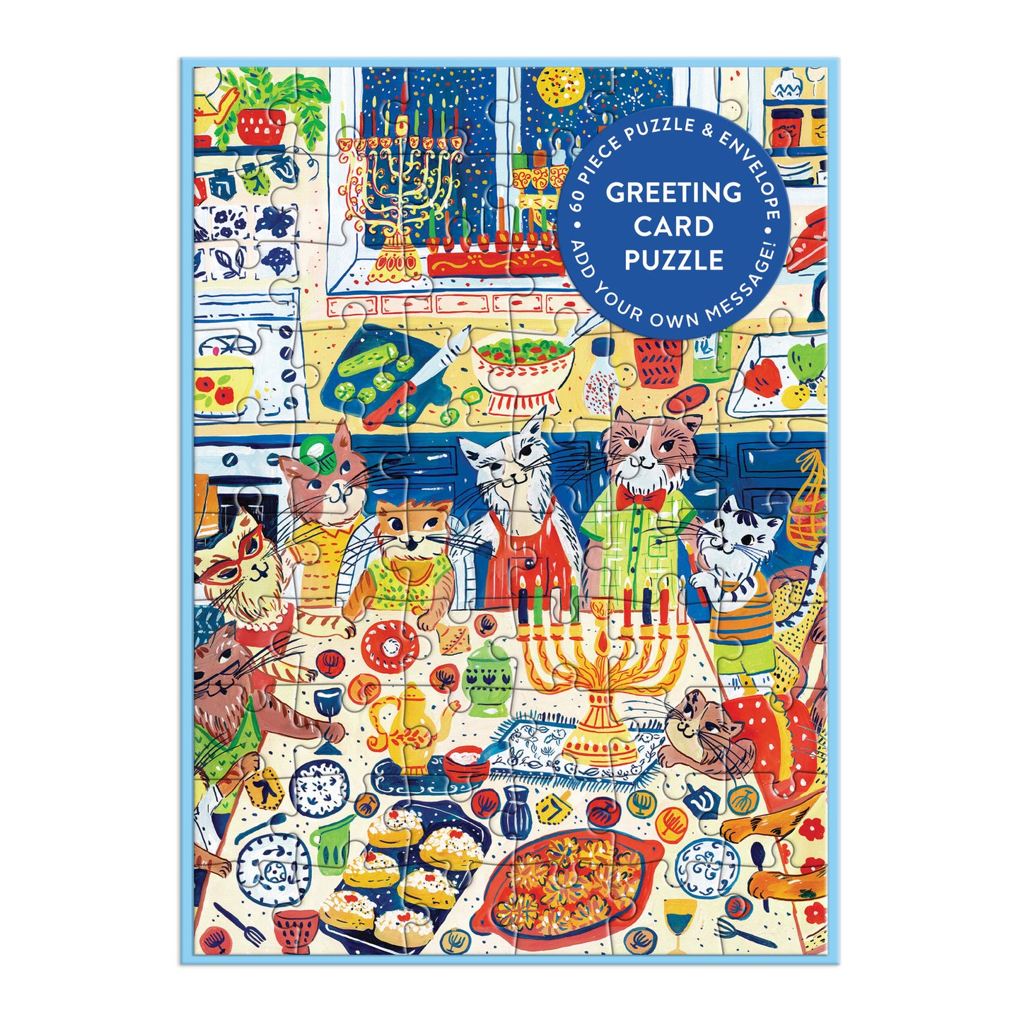 GALISON Happy Hanukcats Greeting Card Puzzle