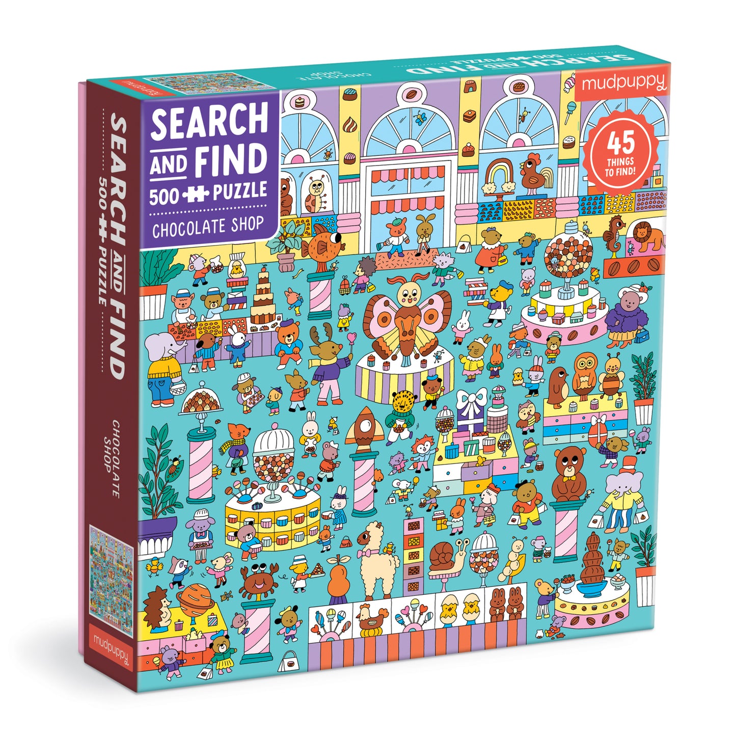 MUDPUPPY Chocolate Shop 500 Piece Search and Find Family Puzzle