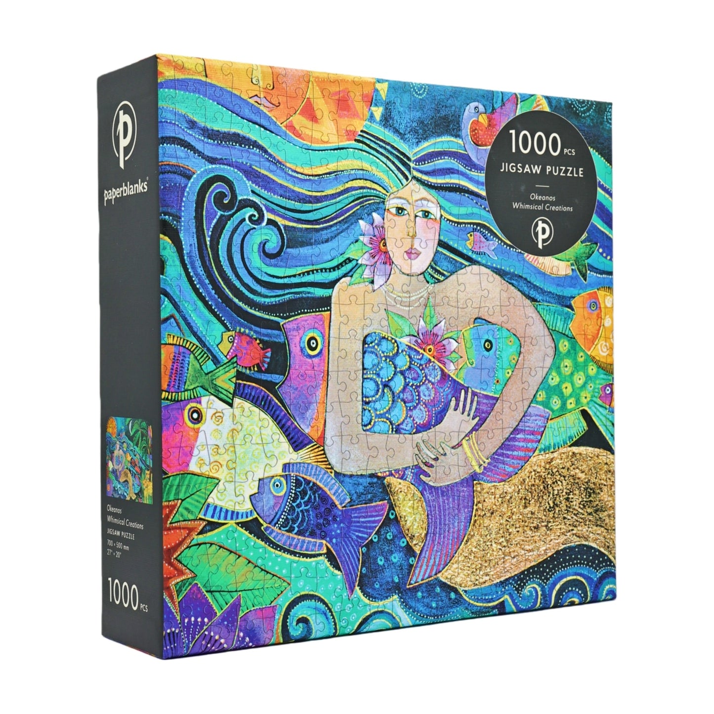 PAPERBLANKS Okeanos 1000 Piece Jigsaw Puzzle, Laurel Burch Collection (Whimsical Creations)