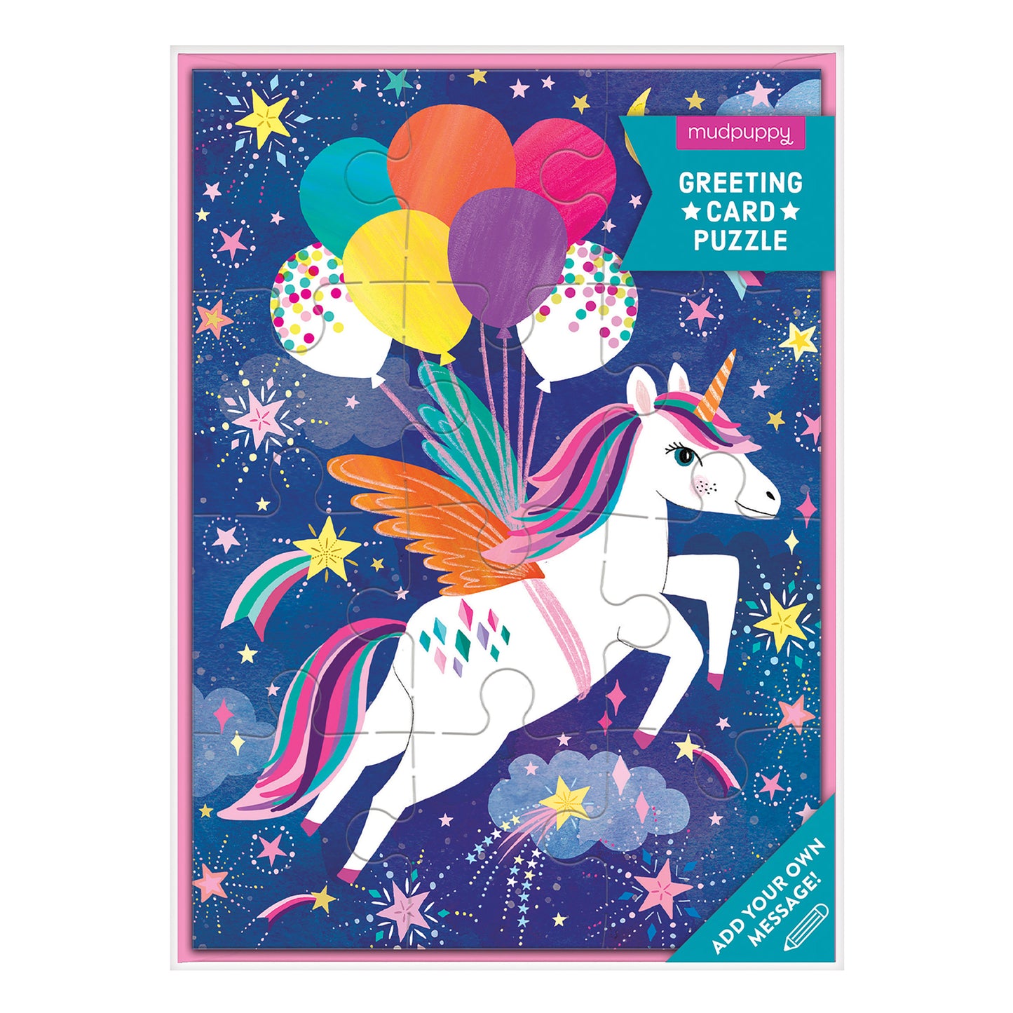 MUDPUPPY Unicorn Party Greeting Card Puzzle