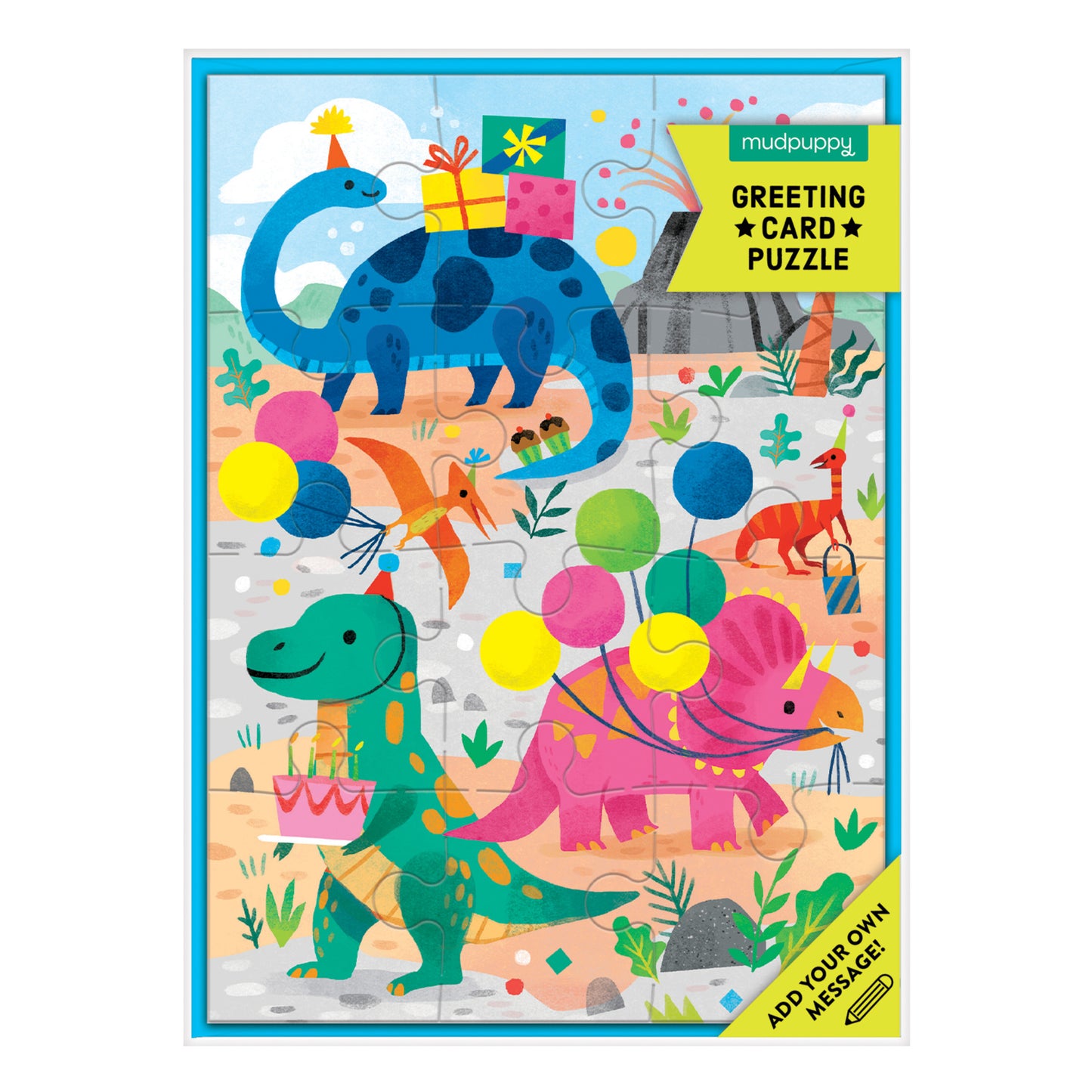 GALISON Dino Party Greeting Card Puzzle