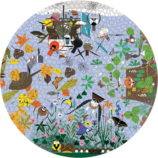 Pomegranate, Charley Harper: Seasons 1000-Piece Circular Jigsaw Puzzle