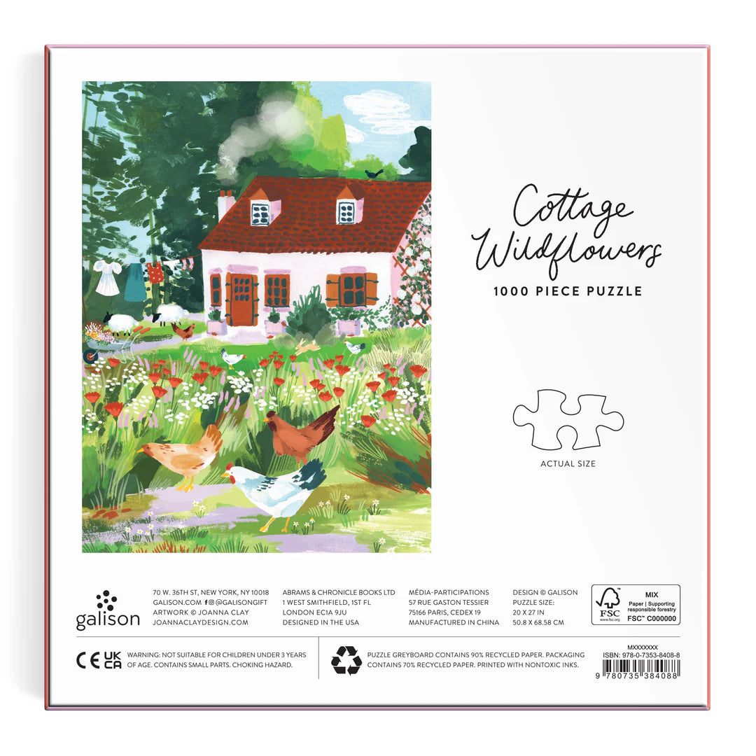 GALISON Cottage Wildflowers 1000 Piece Puzzle in a Square Box