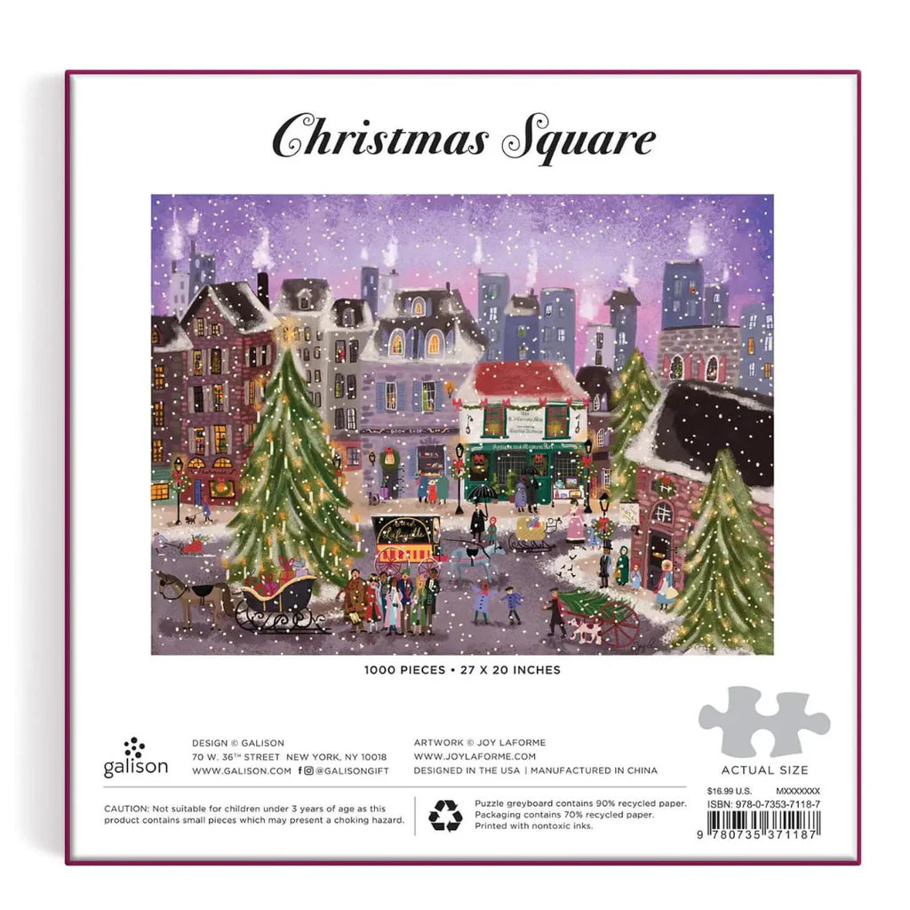 GALISON Christmas Square 1000 Piece Puzzle in Square Box