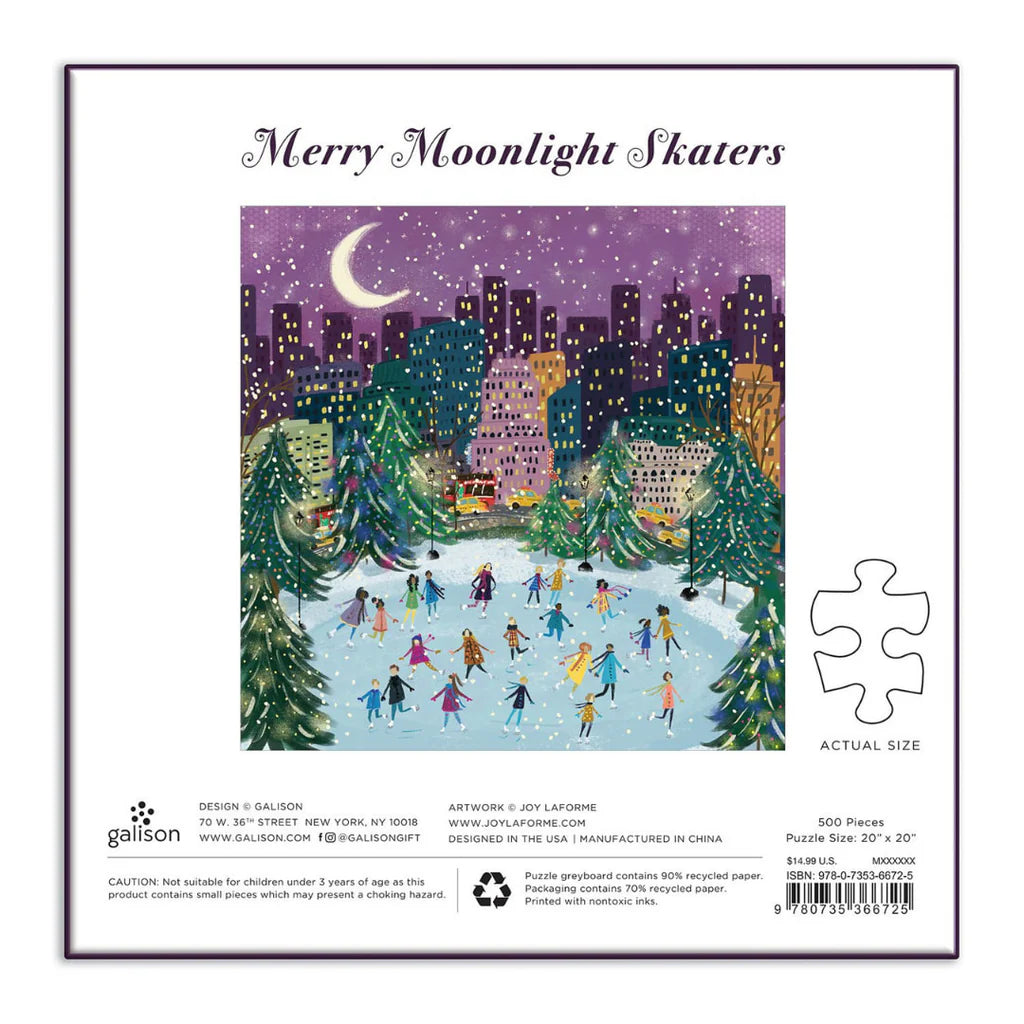 GALISON Merry Moonlight Skaters 500 Piece Foil Puzzle