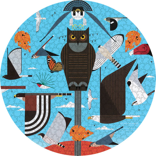 Pomegranate, Charley Harper: Hawk Mountain 500-Piece Circular Jigsaw Puzzle