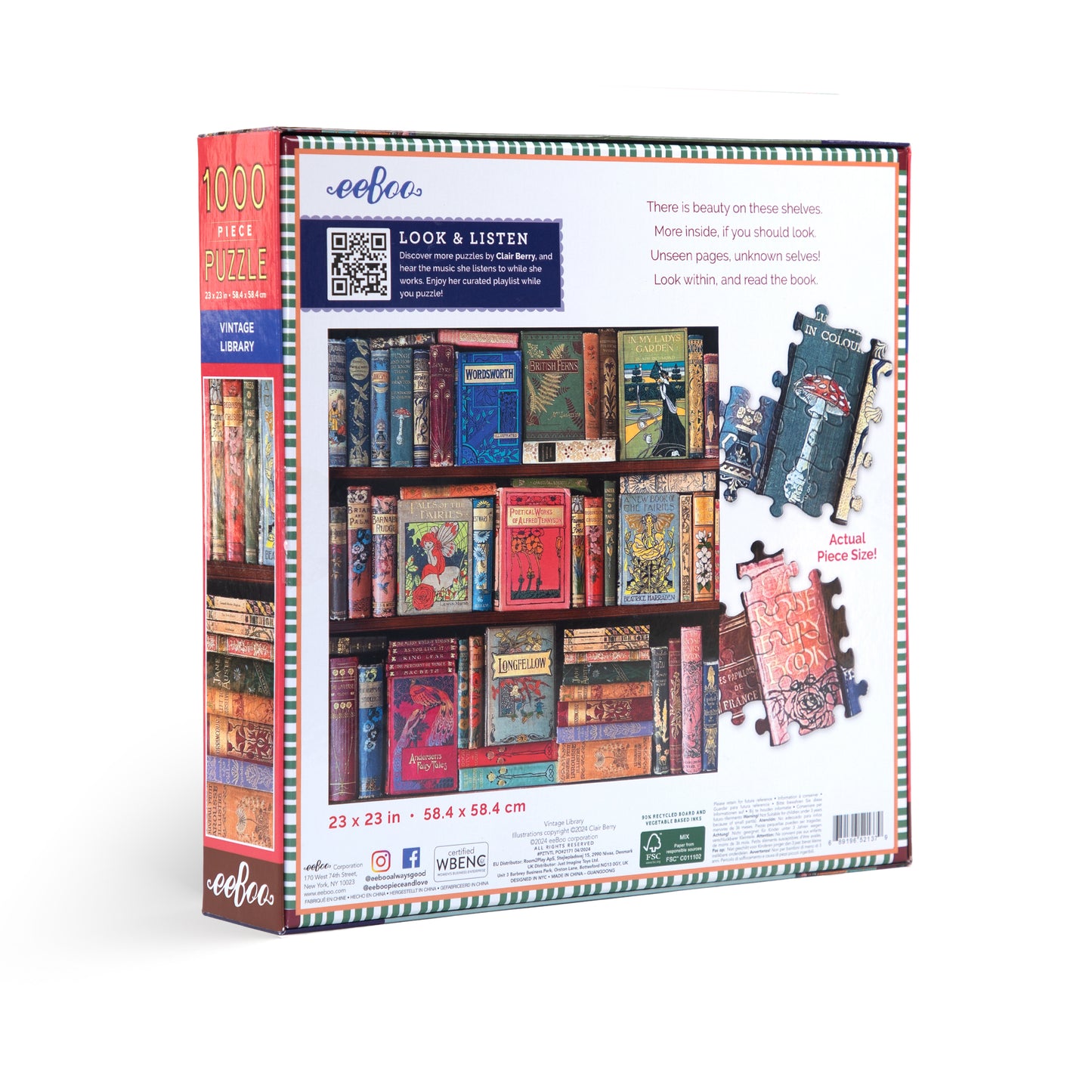 eeBoo Vintage Library 1000 Piece Puzzle