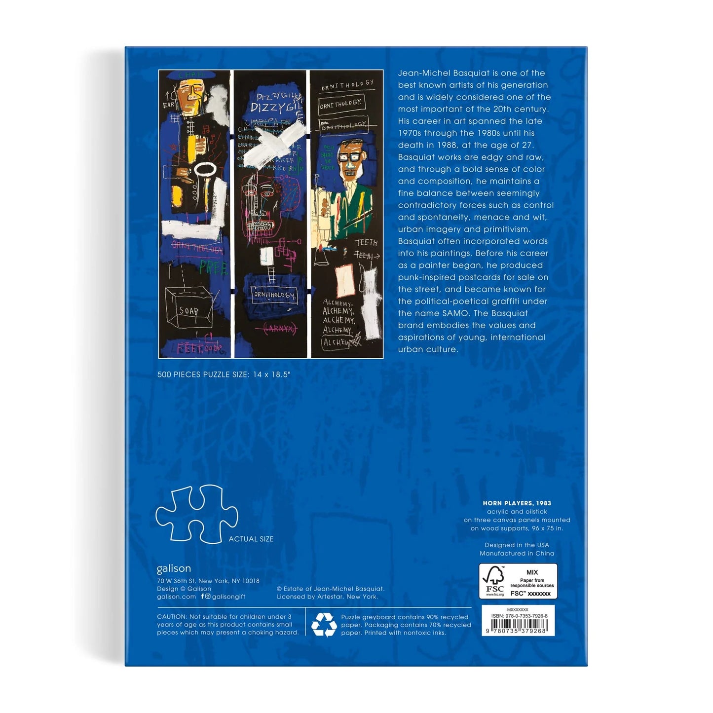 GALISON Basquiat Horn Players 500 Piece Book Puzzle