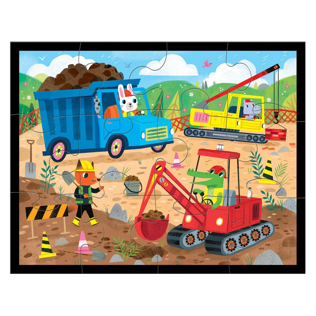 MUDPUPPY Construction Site 12 Piece Pouch Puzzle
