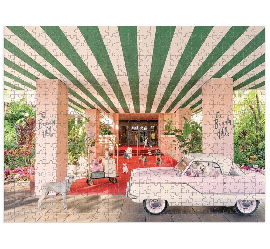 GALISON Gray Malin The Dogs at the Beverly Hills Hotel 500 Piece Double-Sided Puzzle