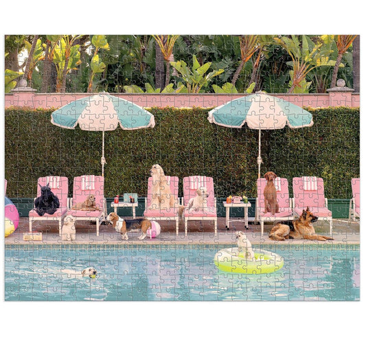 GALISON Gray Malin The Dogs at the Beverly Hills Hotel 500 Piece Double-Sided Puzzle