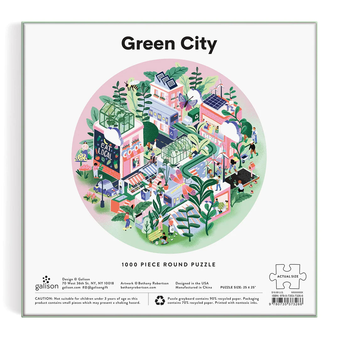 GALISON Green City 1000 Piece Round Puzzle