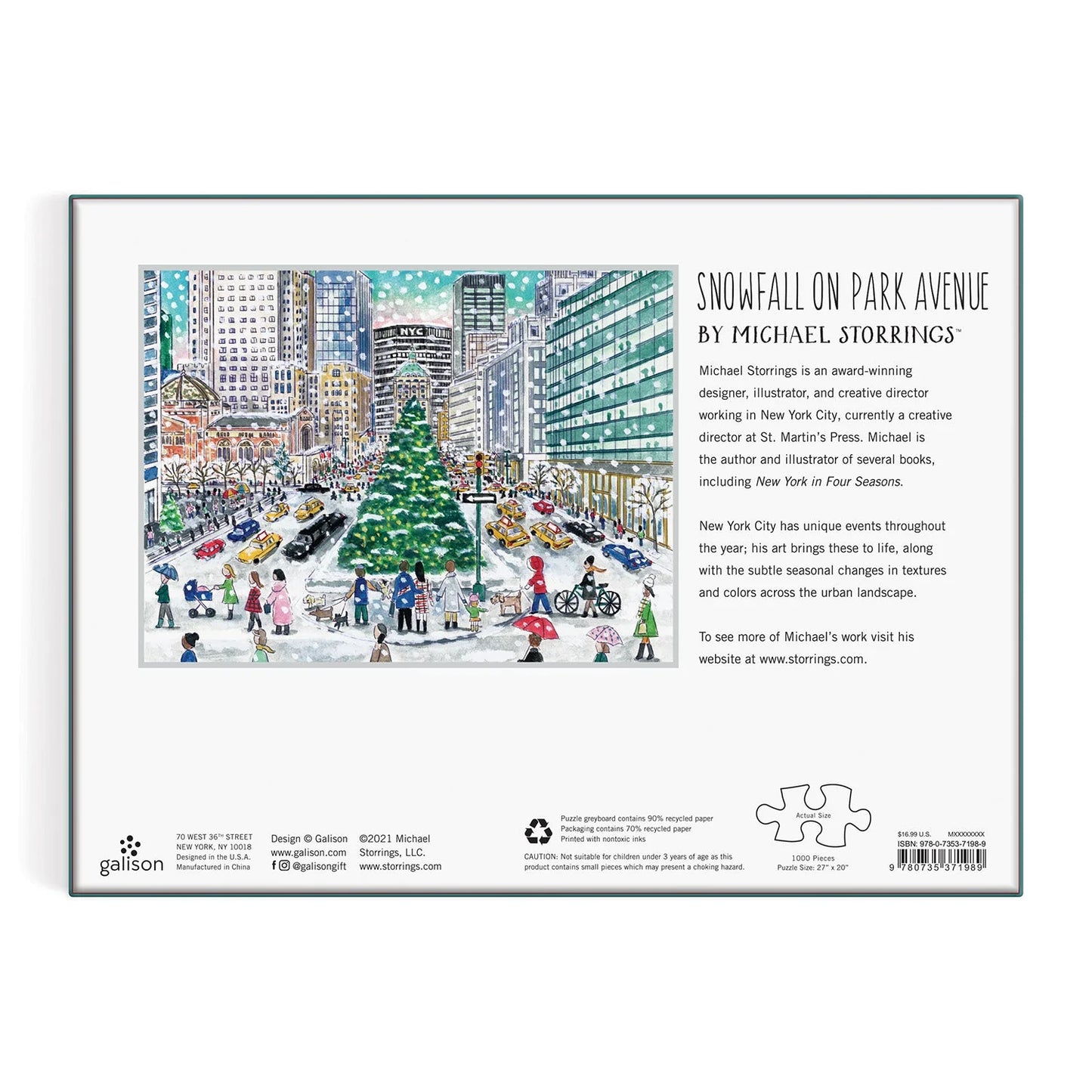 GALISON Michael Storrings Snowfall on Park Avenue 1000 Piece Puzzle
