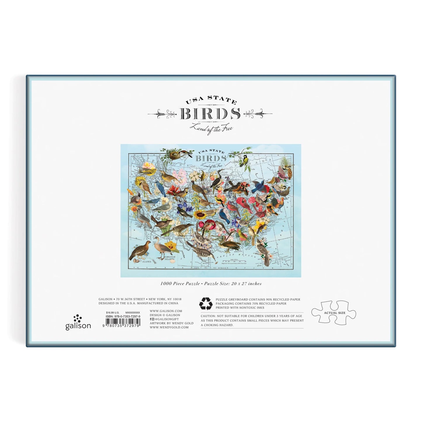 GALISON Wendy Gold State Birds 1000 Piece Puzzle