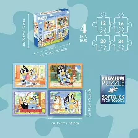 RAVENSBURGER Ravensburger Bluey 4 in a Box 12, 16, 20, 24 pc Puzzle