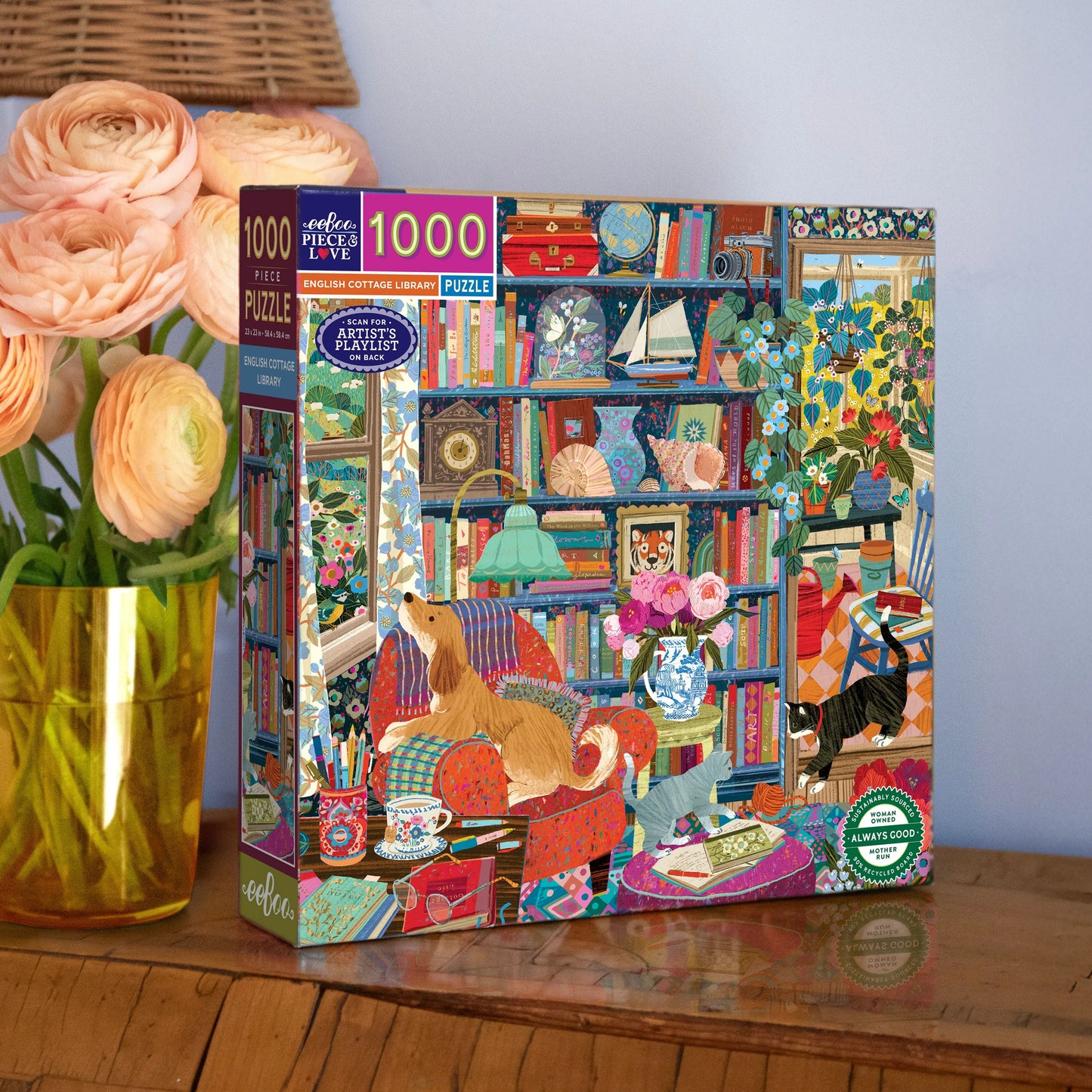 eeBoo English Cottage Library1000 Piece Puzzle