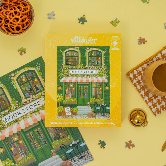 VILLAGER Emerald Bookstore | 1000-Piece Puzzle for Adults | Designed in Canada by Tara Younggren