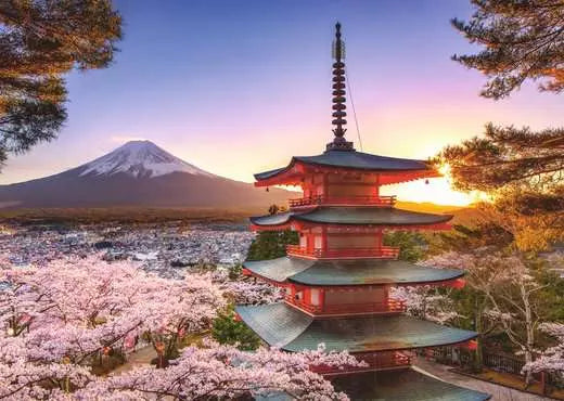 RAVENSBURGER Mount Fuji Cherry Blossom View 1000 Pc Puzzle