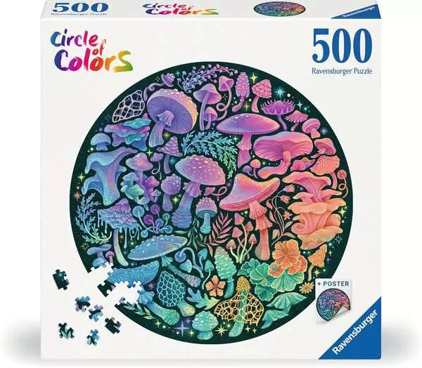 RAVENSBURGER Mushrooms 500 Pc Round Puzzle