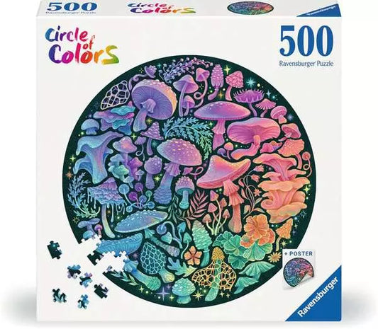 RAVENSBURGER Mushrooms 500 Pc Round Puzzle