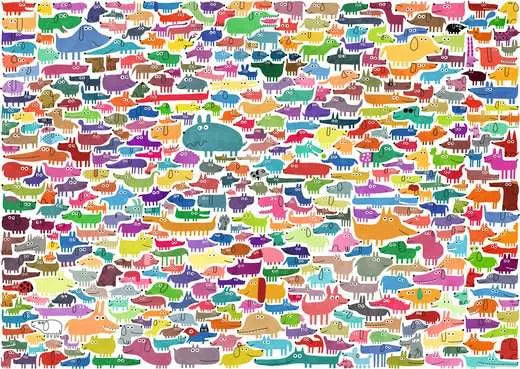 RAVENSBURGER 387 Dogs & One Cat 300 Pc Puzzle LF